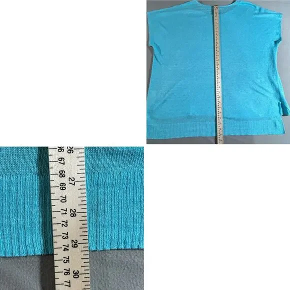 Eileen Fisher Top Women's XL Aqua Blue Knit Boho Lagenlook Linen Beach Tunic NWT - Picture 6 of 9